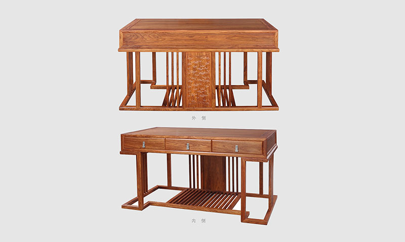 济源 别墅中式家居书房装修实木书桌效果图
